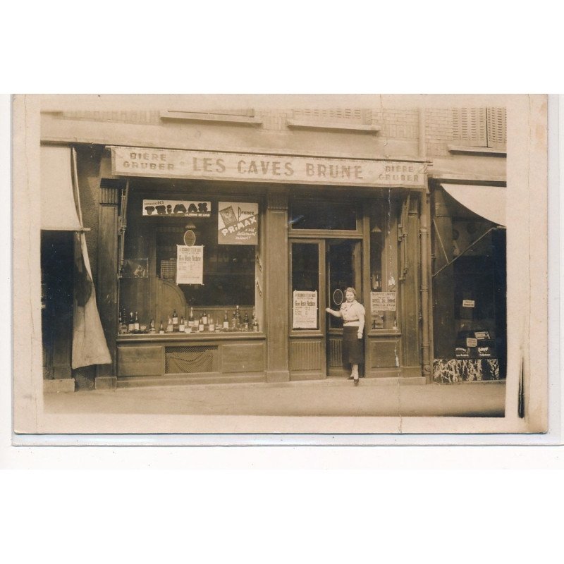 CARTE PHOTO A LOCALISER : paris(?) marchand de vin - etat