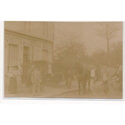CARTE PHOTO A LOCALISER : buvette de l'etoile bleu, wachter, attelage - tres bon etat