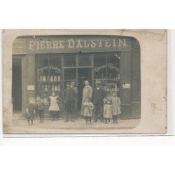 CARTE PHOTO A LOCALISER : pierre dalstein, wein und branntwein, colonial waaren, strasbourg(?), alsace? - tres bon etat