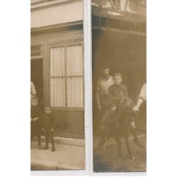 CARTE PHOTO A LOCALISER : ane, 2CPA, seine-maritime(?), personnages - tres bon etat