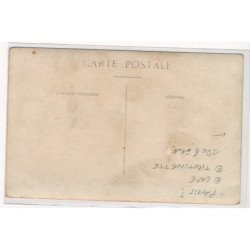 CARTE PHOTO A LOCALISER : paris(?) café, trotinette, maison gauvin, restaurant "au buisson ardent" - etat