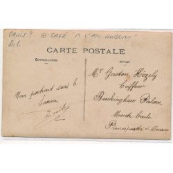 CARTE PHOTO A LOCALISER : paris(?) café "à l'ami robert", vins biere du lion liqueurs - tres bon etat