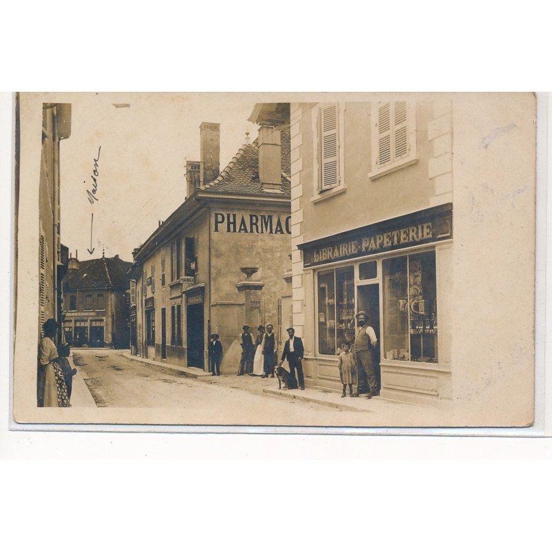 CARTE PHOTO A LOCALISER : societe economique, pharmacie, librairie, papeterie - tres bon etat