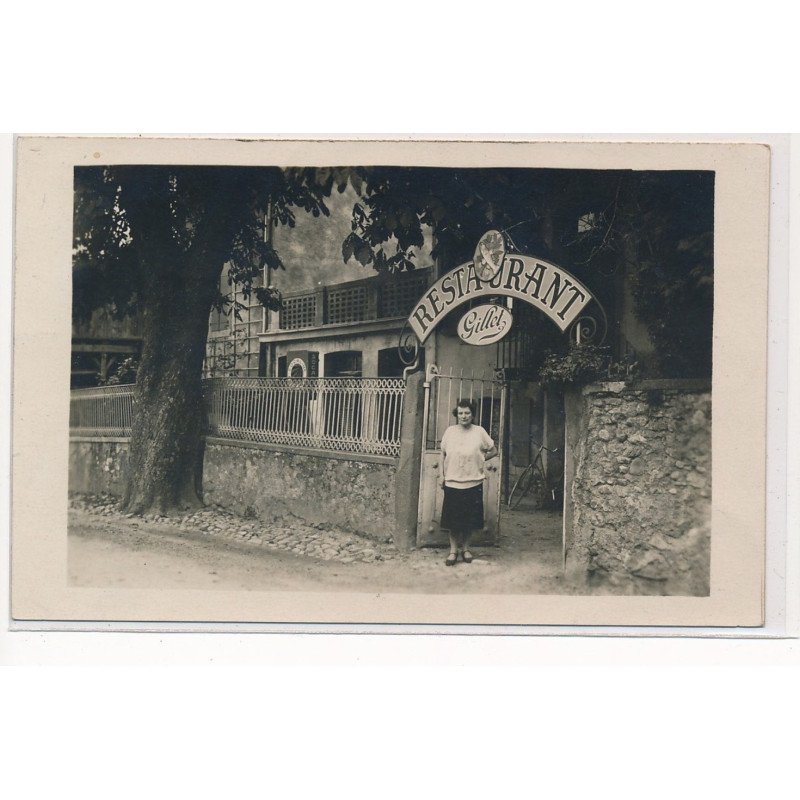 CARTE PHOTO A LOCALISER : pompe à essence socaline, restaurant gillet - tres bon etat