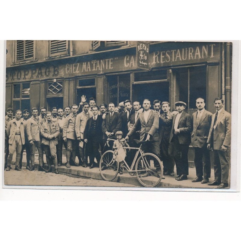 CARTE PHOTO A LOCALISER : paris(?) chez ma tante, cafe-restaurant - tres bon etat