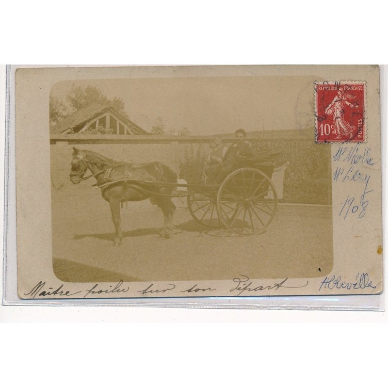 PONT REMY(?) : attelage "maitre poilu sur son départ" - tres bon etat