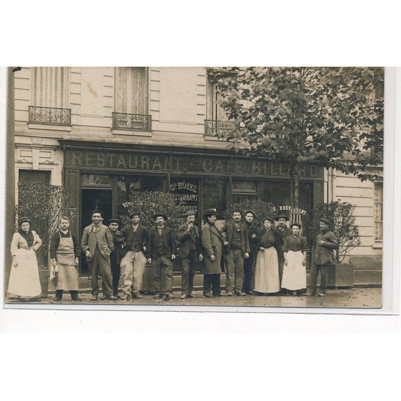 CARTE PHOTO A LOCALISER : paris(?) restaurant café billard, hotel - tres bon etat