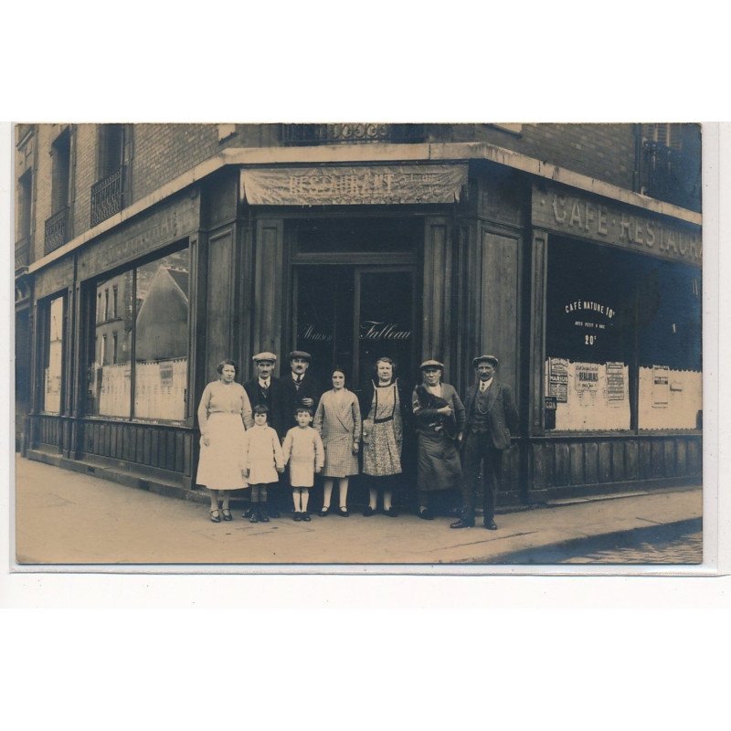 CARTE PHOTO A LOCALISER : paris(?) restaurant,cafe restaurant, maison Falleau - tres bon etat