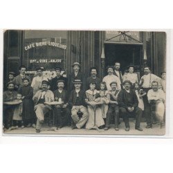 CARTE PHOTO A LOCALISER : paris(?) maison A. Sucrettet(?), cafe biere liqueurs - tres bon etat