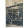 CARTE PHOTO A LOCALISER : paris(?) charcuterie commestibles E. Moyen - tres bon etat