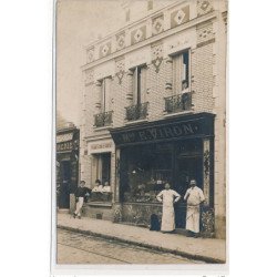CARTE PHOTO A LOCALISER : paris(?) charcuterie E. Viron - tres bon etat