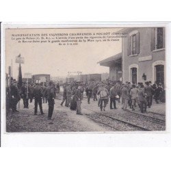 POLISOT: manifestation des vignerons champenois, la gare - état