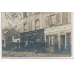 CARTE PHOTO A LOCALISER : paris(?) vins cafe et liqueurs, absinthe - tres bon etat