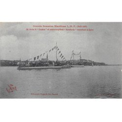 NANTES - Grande Semaine Maritime LMF - Août 1908 - Aviso le " Caudan " et Contre Torpilleur " Bombarde " - très bon état
