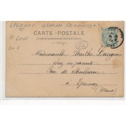 EPERNAY :carte photo de sarah bernhardt ? en 1904 , gare - tres bon etat