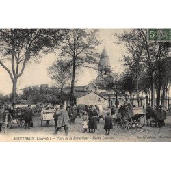 MONTBRON : place de la republique, statue lacombe - etat