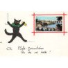 ILLUSTRATEUR RENé - ISLE JOURDAIN - CHAT NOIR : la vie est belle ! - tres bon etat