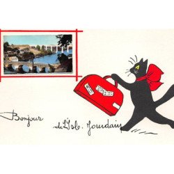 ILLUSTRATEUR RENé - ISLE JOURDAIN - CHAT NOIR : bonjour - tres bon etat