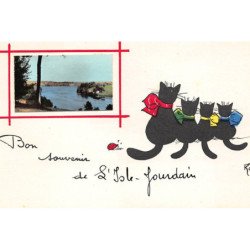 ILLUSTRATEUR RENé - ISLE JOURDAIN - CHAT NOIR : bon souvenir - tres bon etat