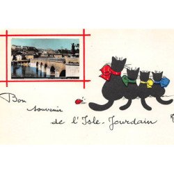 ILLUSTRATEUR RENé - ISLE JOURDAIN - CHAT NOIR : bon souvenir - tres bon etat