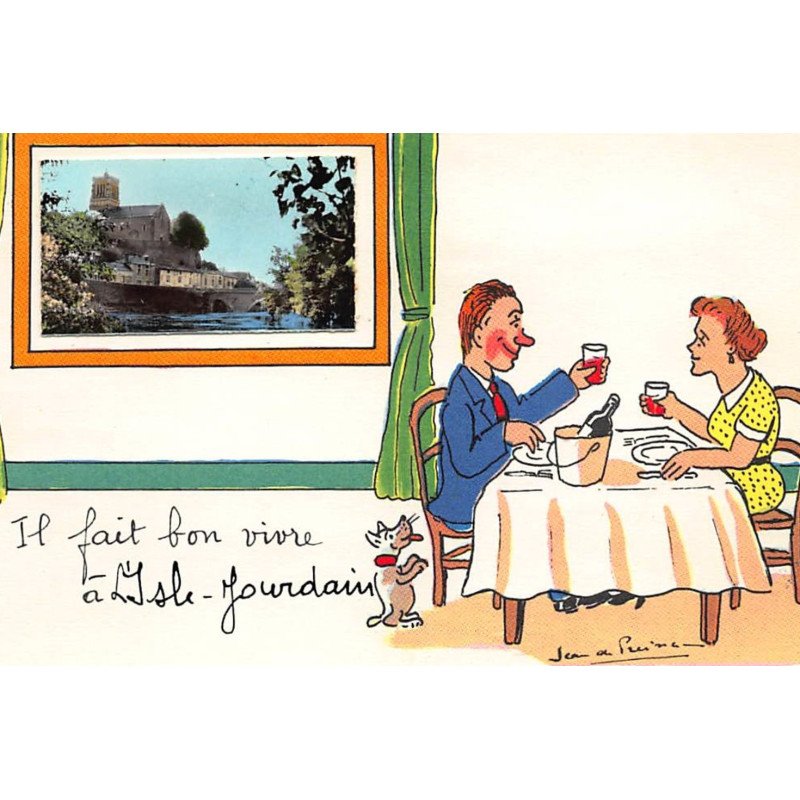 ISLE JOURDAIN : illustration Jean de Pressac, la vie est belle, apero - tres bon etat
