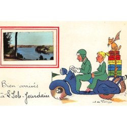 ISLE JOURDAIN : illustration Jean de Pressac, bien arrivés, moto - tres bon etat