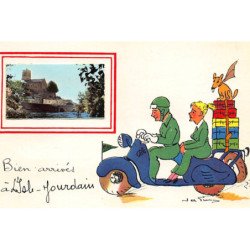 ISLE JOURDAIN : illustration Jean de Pressac, bien arrivés, moto - tres bon etat