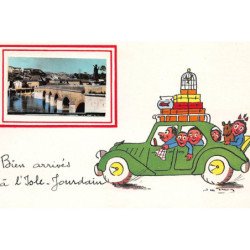 ISLE JOURDAIN : illustration Jean de Pressac, bien arrivés, voitures - tres bon etat
