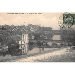 BEAUMONT-sur-SARTHE : la sarthe et pont romain - tres bon etat