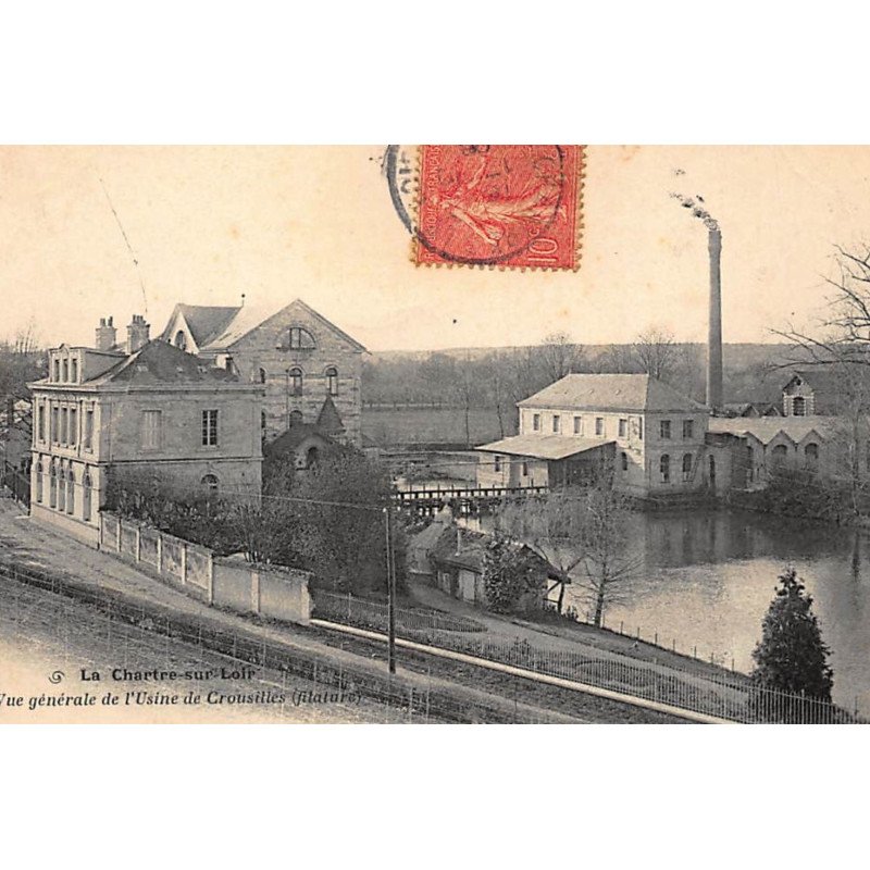LA CHARTRE-sur-le-LOIR : vue generale de l'usine de crousilles (filature) - etat
