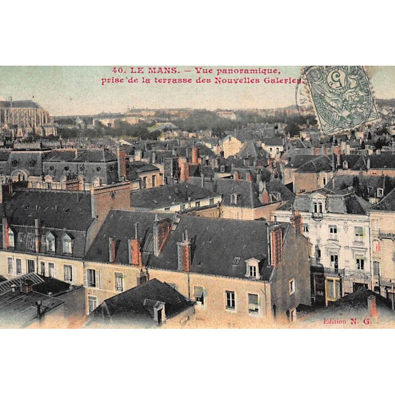 LE MANS : vue panoramique prise de la terrasse des nouvelles galeries - tres bon etat