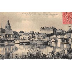 SABLE-sur-SARTHE : ancienne eglise notre-dame et les vieux ponts - tres bon etat