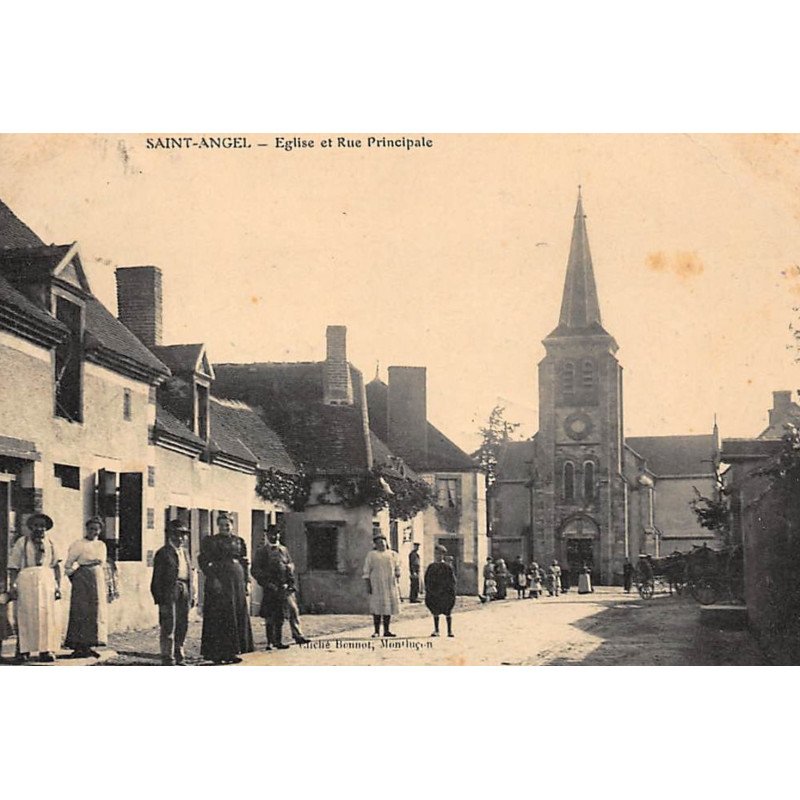 SAINT-ANGEL : eglise et rue principale - etat