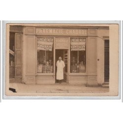 LURCY LEVIS : carte photo de la Pharmacie Chabrol vers 1910 - très bon état (traces au dos)
