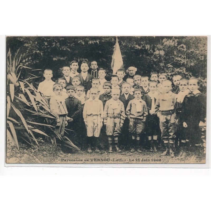 VERNOU : patronage de vernou, le 21 juin 1908 - tres bon etat