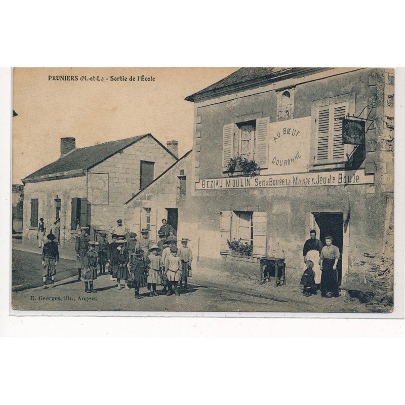 PRUNIERS : sortie de l'école, beziau moulin au boeuf couronne - tres bon etat