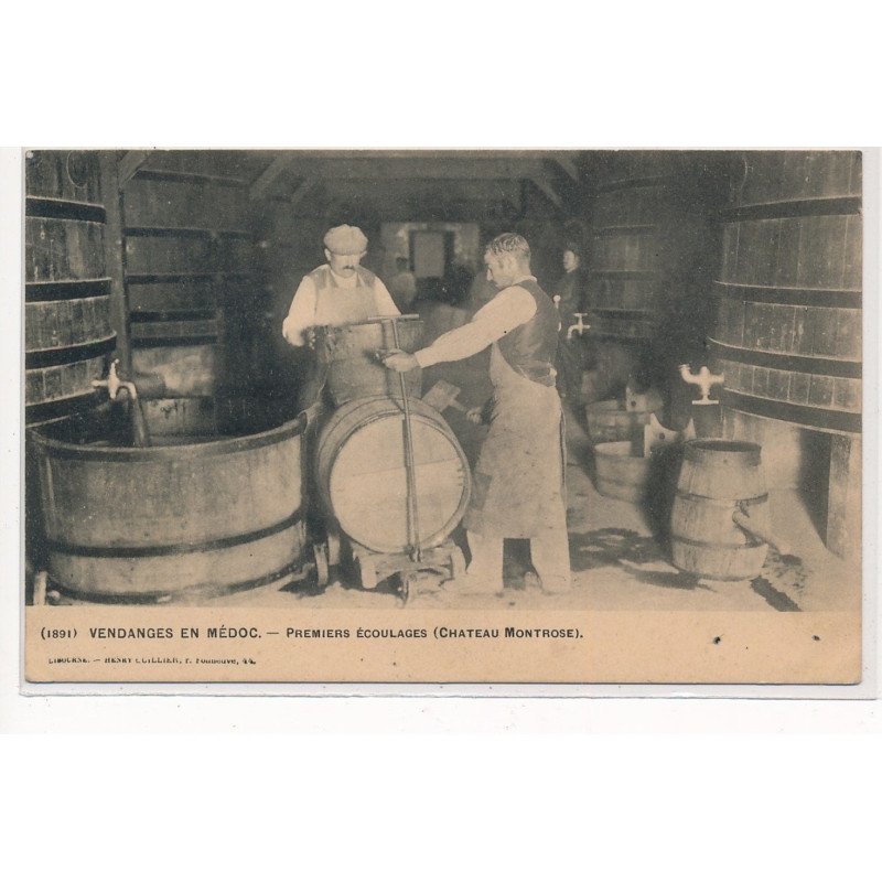 GIRONDE : vendanges en medoc, premiers écoulages (chateau montrose) - tres bon etat