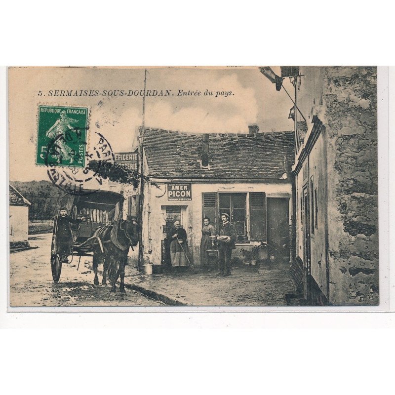 SERMAIES-sous-DOURDAN : entrée du pays, attelage du boulanger, Amer Picon - tres bon etat