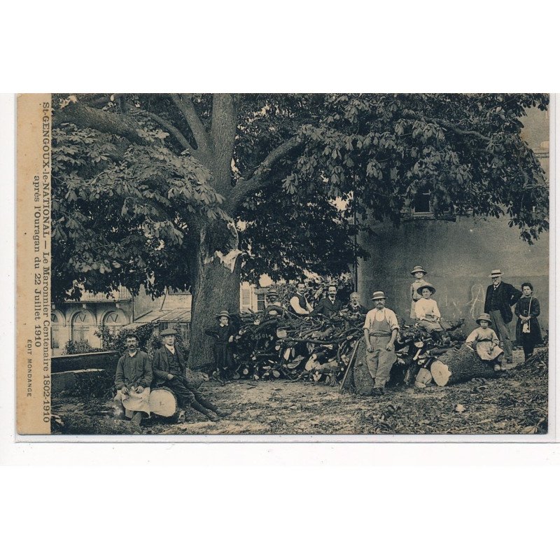 SAINT-GENOUX-le-NATIONAL : le maronnier centenaire 1802-1910 apres l'ouragan du 22 juillet 1910 - tres bon etat