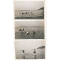 SAINT-MICHEL-en-GREVE : scenes de plage, 7CPA - tres bon etat