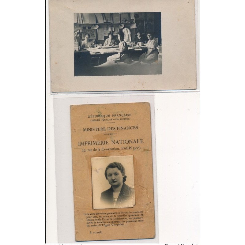 PARIS : imprimerie 1cpa + carte d'identité, rue de la convention, 15e - tres bon etat