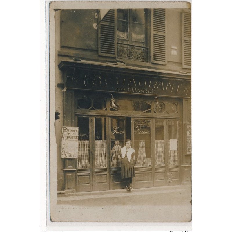 CARTE PHOTO A LOCALISER : paris(?) restaurant aux gourmets, maison Bonnin - tres bon etat