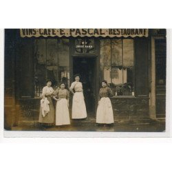 CARTE PHOTO A LOCALISER : paris(?)vins, cafe, E. Pascal, restaurant - tres bon etat