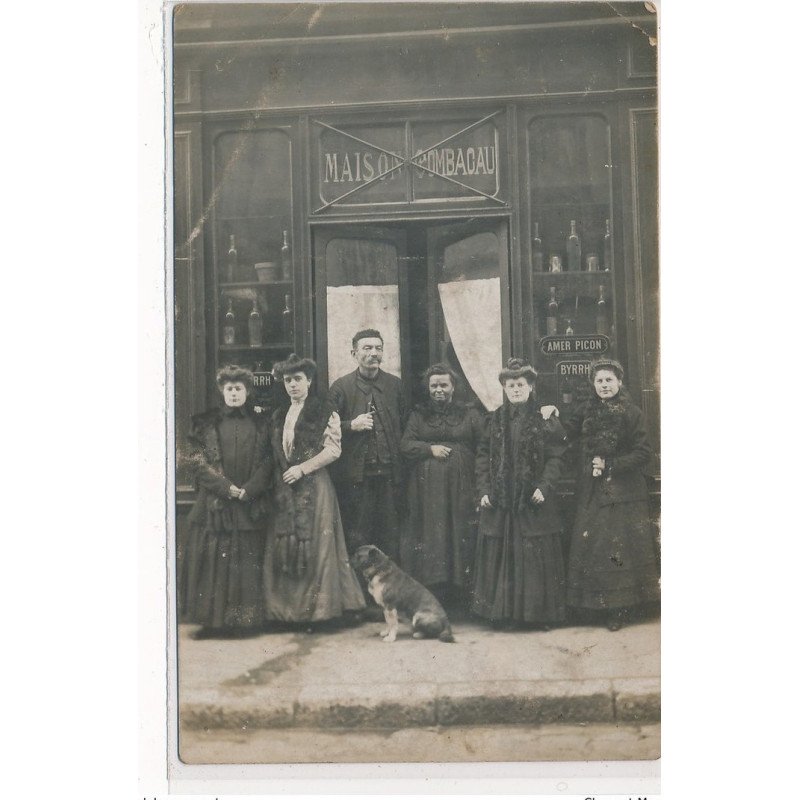 CARTE PHOTO A LOCALISER : paris(?) argenteuil(?), maison Combacau amer picon, byrrh - etat