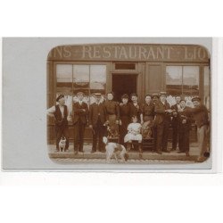 CARTE PHOTO A LOCALISER : paris(?) chien, restaurant - tres bon etat