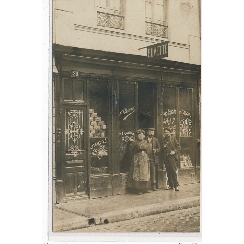 CARTE PHOTO A LOCALISER : paris(?) buvette thevenot, L. Cherenot - tres bon etat