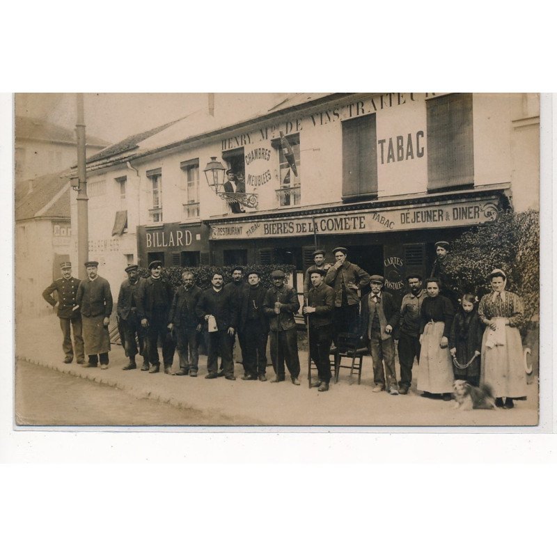CARTE PHOTO A LOCALISER : biere de la comete, tabac, hotel, cartes postales - tres bon etat