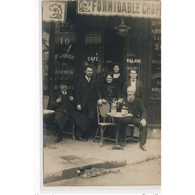 CARTE PHOTO A LOCALISER : paris(?) cafe, apero - tres bon etat