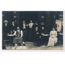 CARTE PHOTO A LOCALISER : paris(?), cafe restaurant - tres bon etat