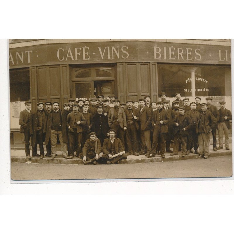 CARTE PHOTO A LOCALISER : paris(?) cafe vins bieres - tres bon etat